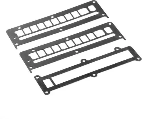 Drei schwarze Dichtungen in verschiedenen Formen und Längen, geeignet für eine Brennereinheit, mit Bosch-Logo erkennbar.